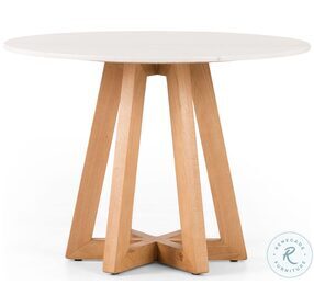 Creston White Marble And Honey Oak 42" Dining Table