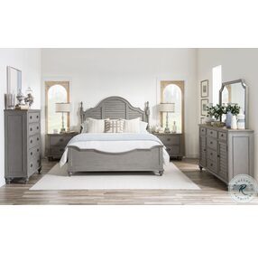 Kingston Sandalwood Brown And Tweed Gray Queen Louvered Poster Bed
