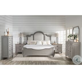 Kingston Tweed Gray And Beige King Upholstered Panel Bed