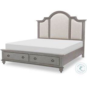 Kingston Tweed Gray And Beige Upholstered Panel Storage Bedroom Set