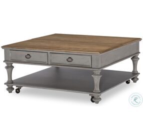 Kingston Sandalwood Brown And Tweed Gray Square Lift Top Occasional Table Set
