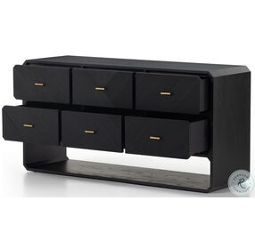 Caspian Black Ash Vaneer 6 Drawer Dresser