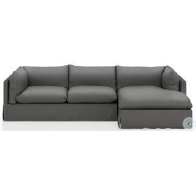 Habitat Fallon Charcoal Slipcover 115" 2 Piece Sectional with RAF Chaise