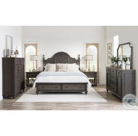 Kingston Sandalwood Brown And Dark Sable Queen Louvered Poster Storage Bed