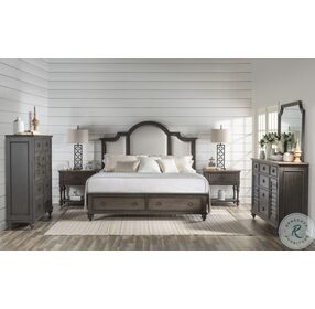 Kingston Dark Sable And Beige Queen Upholstered Panel Storage Bed