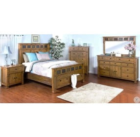 Sedona Rustic Oak Queen Panel Storage Bed