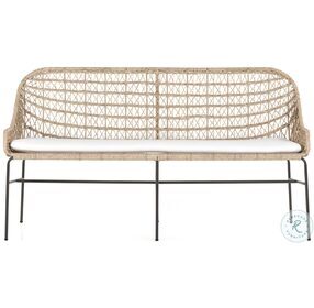 Bandera Grey Bronze And Vintage White Outdoor Dining Bench With Cushion