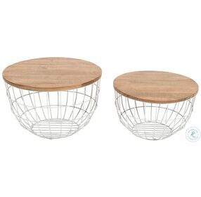 Global Archive White And Brown Nesting Occasional Table Set