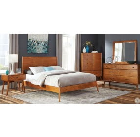 American Modern Orange Brown Queen Panel Bed