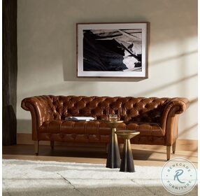 Briscoe Vintage Soft Camel Leather 82" Sofa