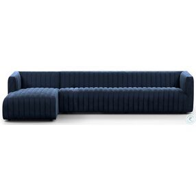 Augustine Sapphire Navy 126" 2 Piece Sectional with LAF Chaise