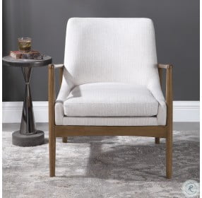 Bev Taupe and White Accent Chair