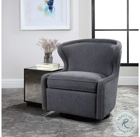 Biscay Dark Charcoal Gray Swivel Chair