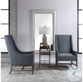 Galiot Blue and White Accent Chair