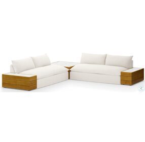 Grant Faye Cream Outdoor 2 Piece Sectional with Coffee And End Tables