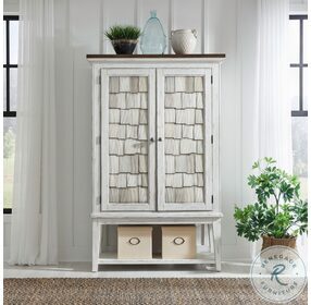 River Place Riverstone White And Tobacco Bar Cabinet