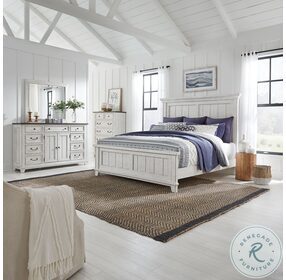 River Place Riverstone White And Tobacco King Panel Bed