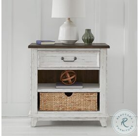 River Place Riverstone White And Tobacco Bedside Chest