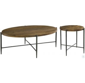 Metal And Wood Oval Coffee Table
