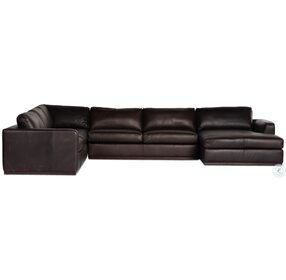Colt Heirloom Cigar Leather 4 Piece Sectional with RAF Chaise