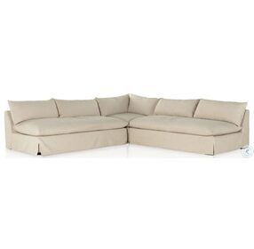 Grant Antwerp Natural Slipcover 114" 3 Piece Sectional