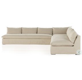 Grant Antwerp Natural Slipcover 134" 3 Piece Sectional
