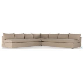 Grant Antwerp Taupe Slipcover 134" 3 Piece Sectional