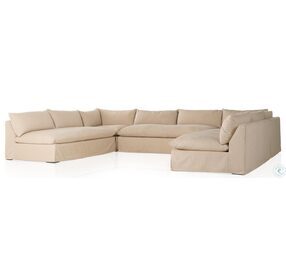 Grant Antwerp Taupe Slipcover 154" 5 Piece Sectional