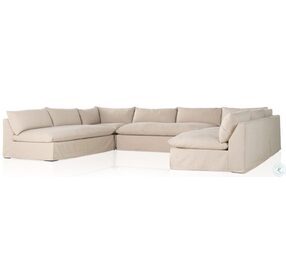 Grant Antwerp Natural Slipcover 154" 5 Piece Sectional