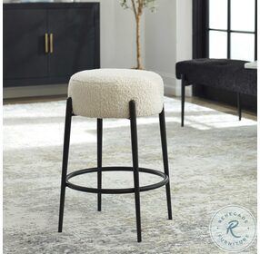 Arles White Faux shearling Counter Height Stool