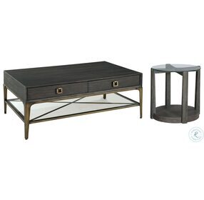 Edgewater Brown And Antique Brass Rectangle Coffee Table