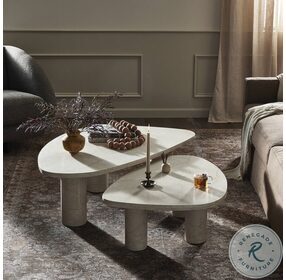Zion Cream Marble Coffee Table Set