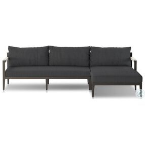 Sherwood Fiqa Boucle Slate And Bronze Outdoor 2 Piece RAF Chaise Sectional