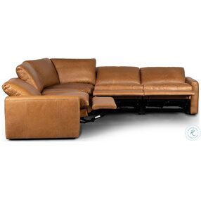 Tillery Sonoma Butterscotch Leather Power Reclining 5 Piece Sectional