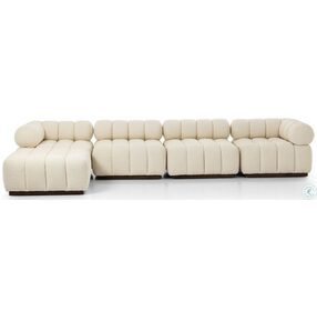 Roma Durham Cream Outdoor 4 Piece Sectional with Ottoman