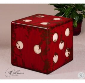Dice Burnt Red Accent Table
