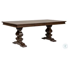 Armand Antique Brownstone Extendable Trestle Dining Room Set