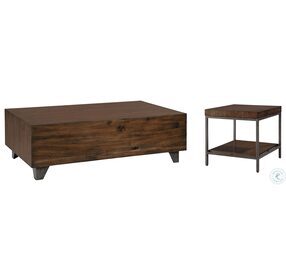 Monterey Point Deep Brown And Forged Metal Butchers Block Coffee Table