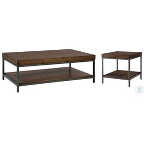 Monterey Point Deep Brown And Forged Metal Planked Top Coffee Table