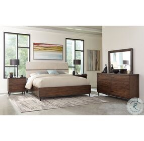 Monterey Point Deep Brown And Beige Queen Upholstered Panel Bed