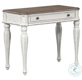 Magnolia Manor Antique White And Weathered Bark Vanity Desk with Bench