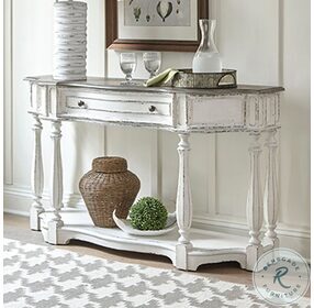 Magnolia Manor Antique White And Weathered Bark 56" Hall Console Table