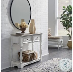 Magnolia Manor Antique White And Weathered Bark Hall Console Table