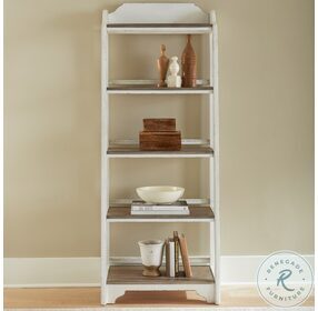 Magnolia Manor Antique White And Weathered Bark Leaning Pier Bookcase