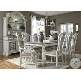 Magnolia Manor Antique White And Weathered Bark Buffet With Hutch