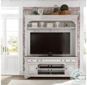 Magnolia Manor Antique White And Weathered Bark 73" Entertainment Center