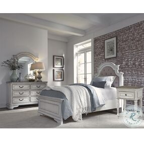 Magnolia Manor Antique White And Weathered Bark Full Upholstered Bed