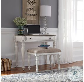 Magnolia Manor Antique White And Weathered Bark Accent Bench
