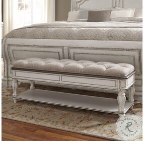 Magnolia Manor Antique White And Weathered Bark Bed Bench