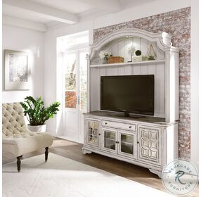 Magnolia Manor Antique White And Weathered Bark 74" TV Stand